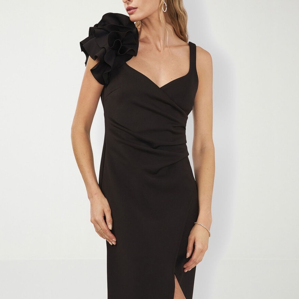 Sam And Jess Women's Floral Applique Sleeveless Evening Gown - BLACK 10